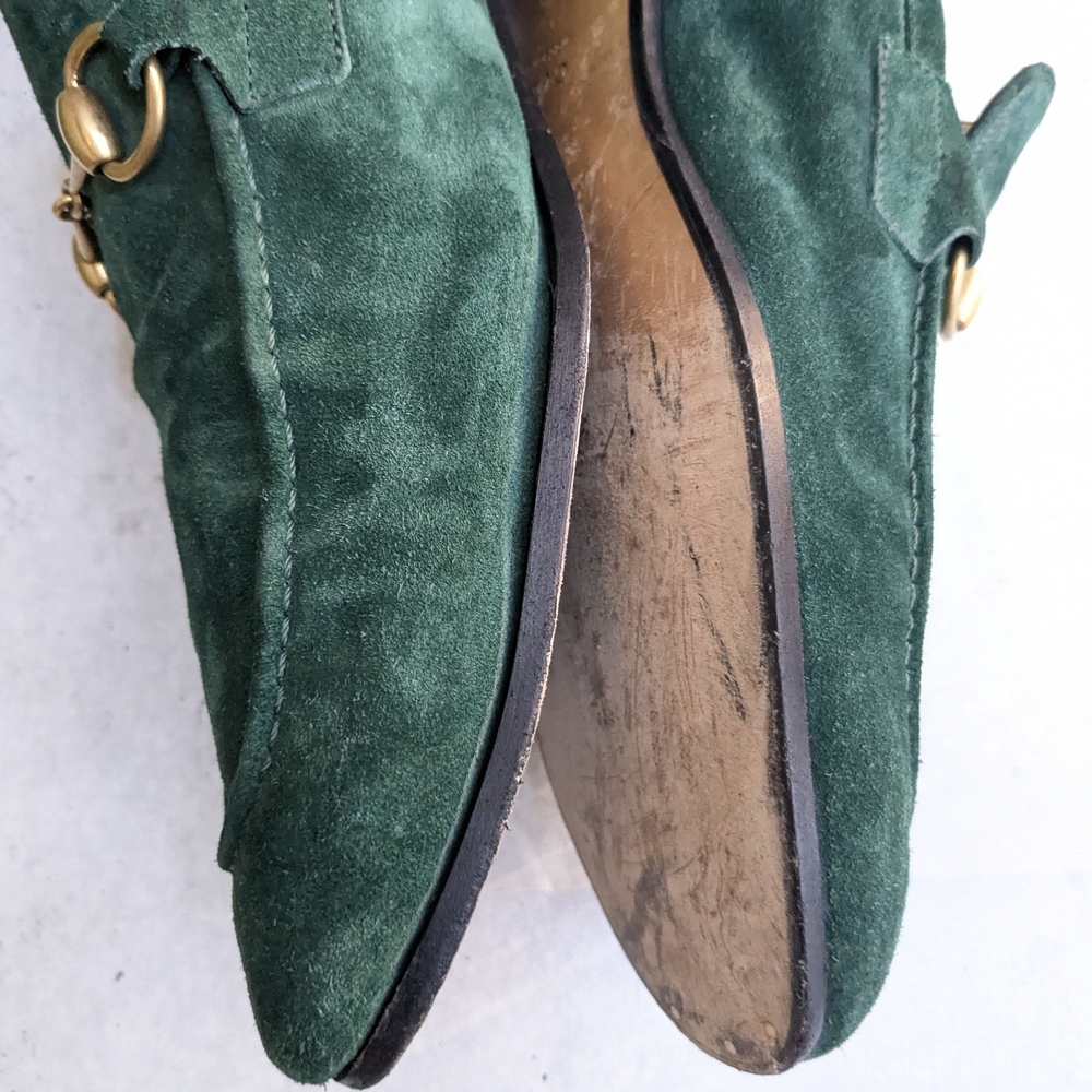 Green Horsebit Loafers Green Suede Men US 12.5 Slip On Leather - Picture 9 of 16